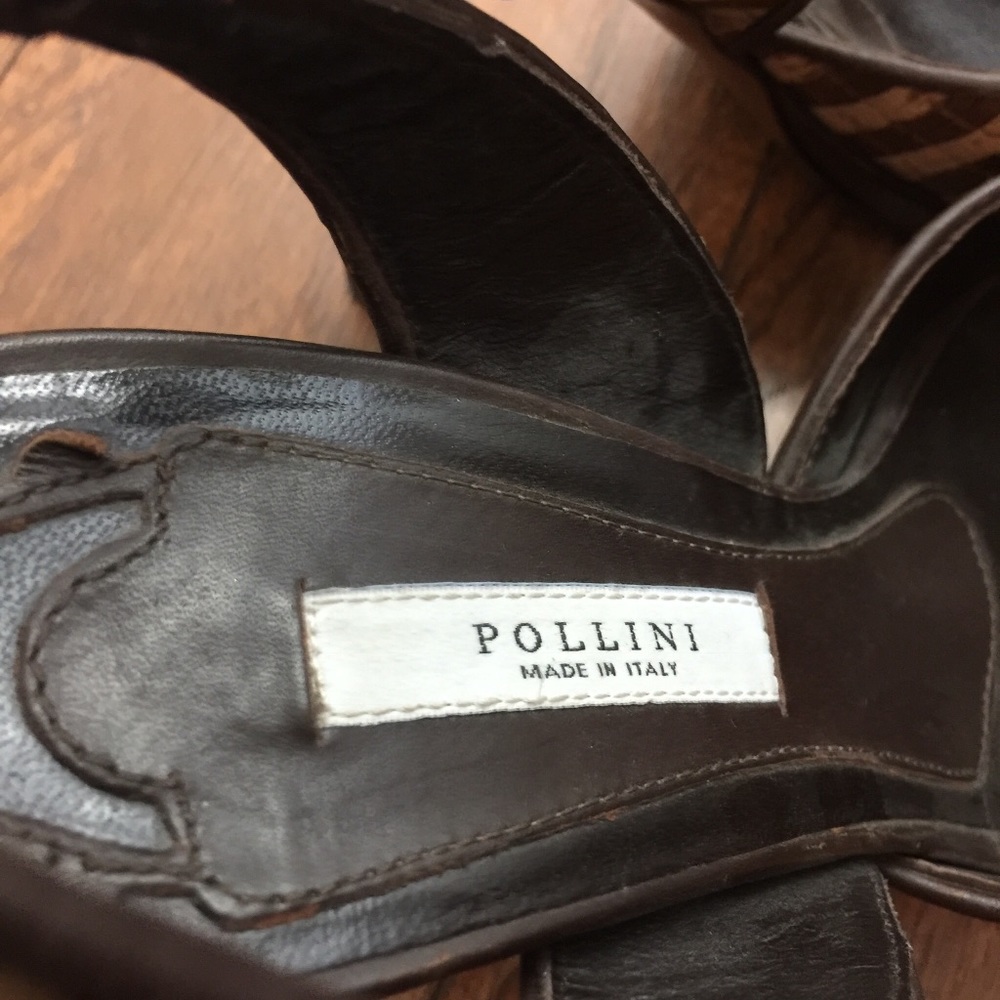Pollini Italy Cork Striped Leather Stiletto Heels - Picture 4 of 8